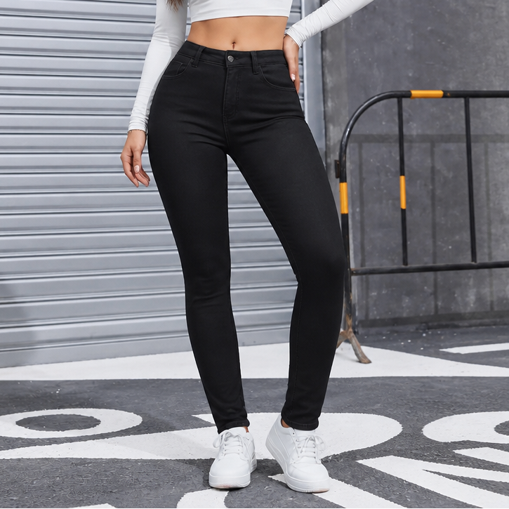 Jean skinny extensible pour femme avec doublure chaude