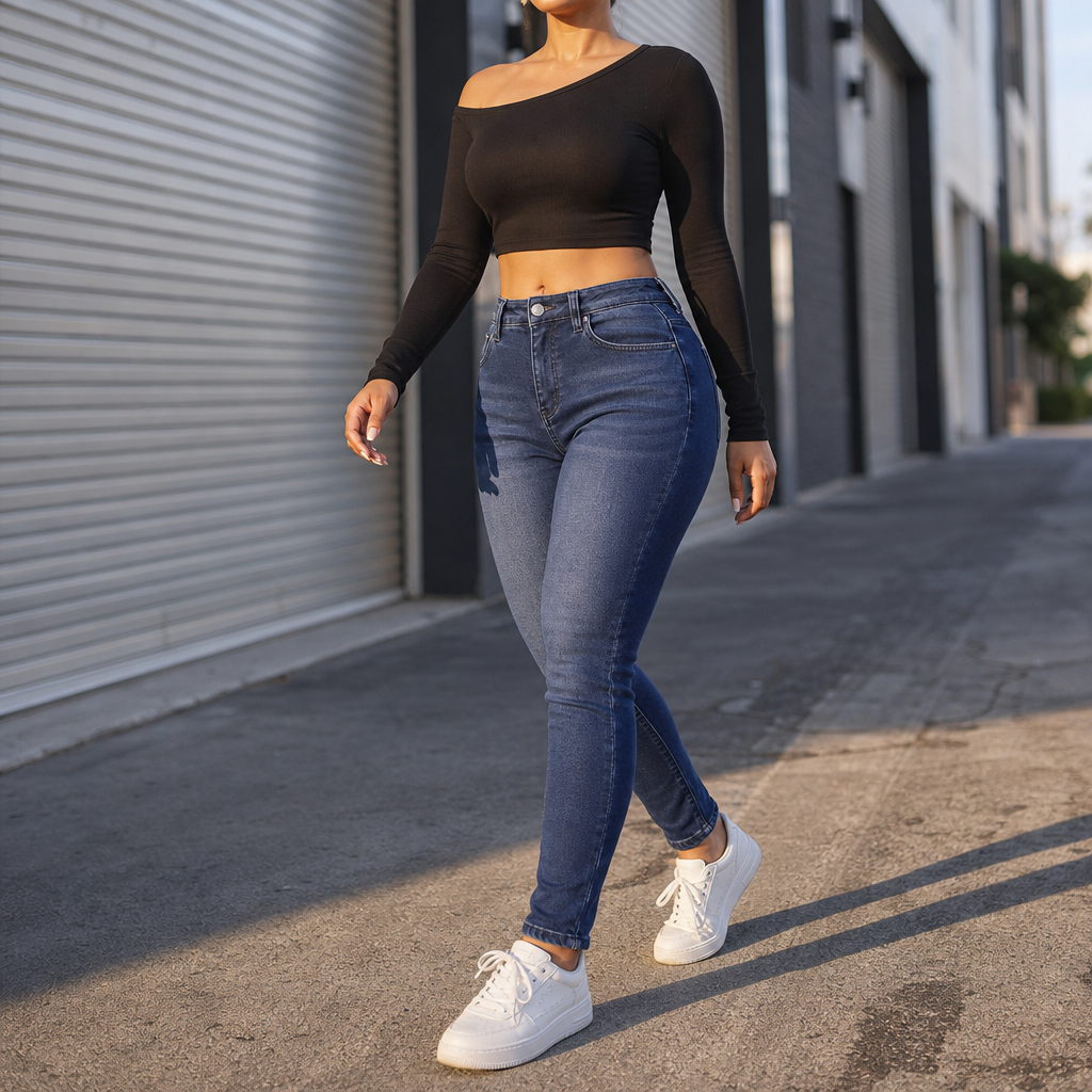 Jean skinny extensible pour femme avec doublure chaude