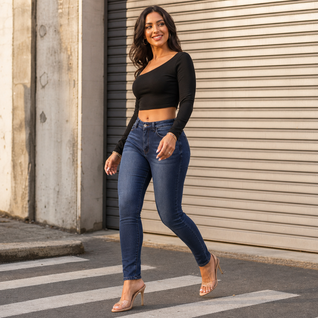 Jean skinny extensible pour femme avec doublure chaude