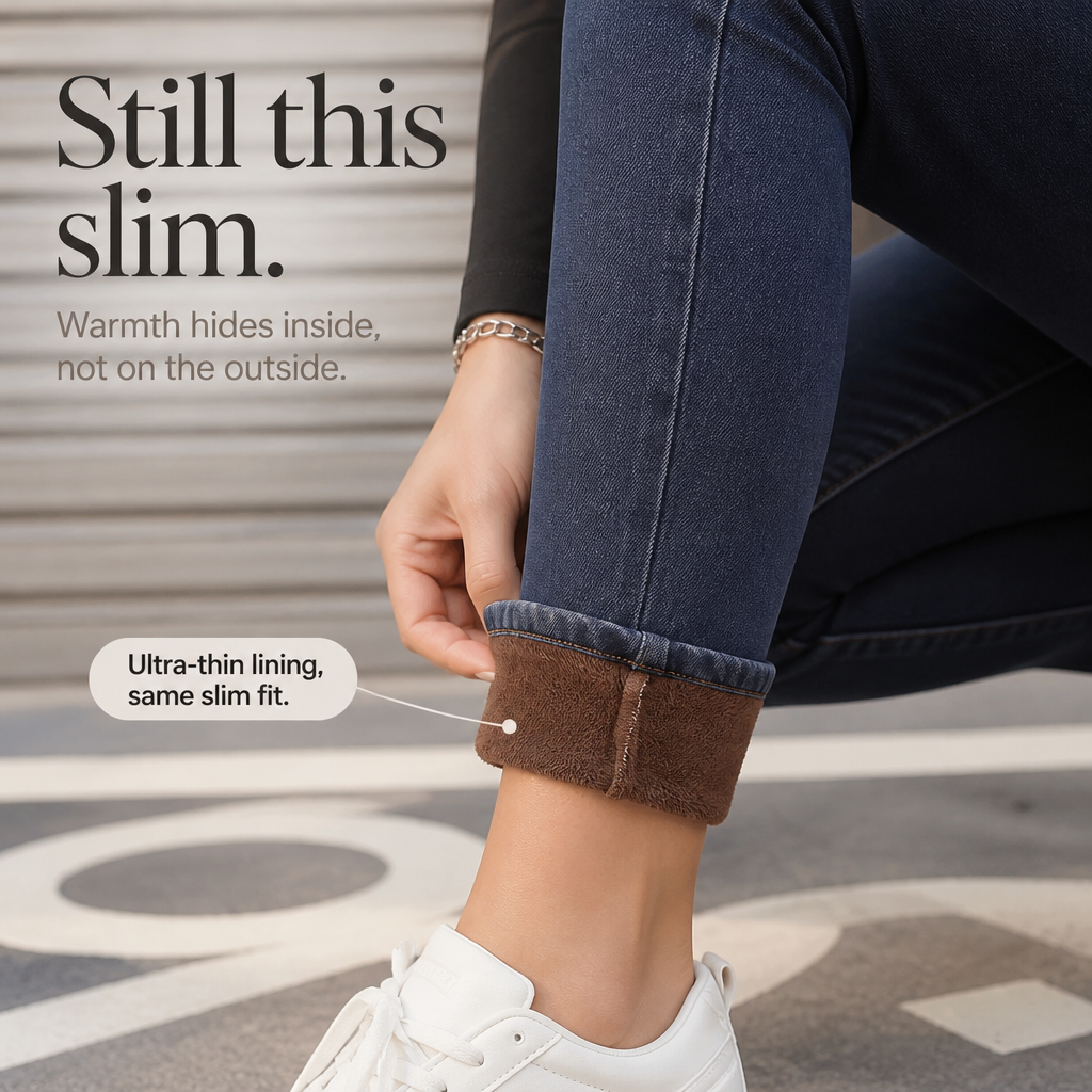 Jean skinny extensible pour femme avec doublure chaude