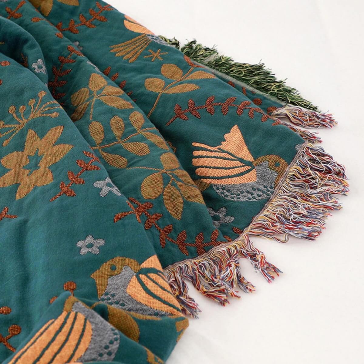 Jeté de canapé scandinave réversible à motif oiseaux – Chaud et polyvalent pour toutes les saisons