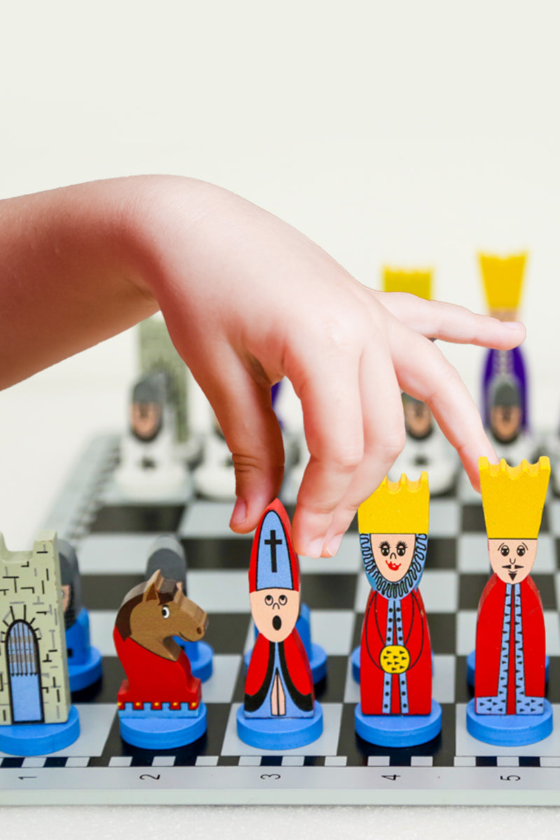 Jeu d'échecs en bois pour enfants avec jeu de stratégie éducatif