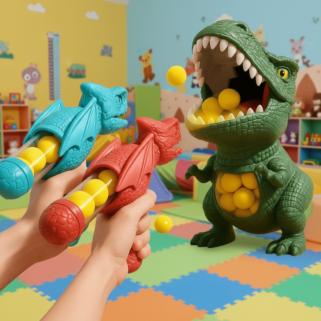 Jeu de tir dinosaure pour enfants avec balles en mousse souple et cible