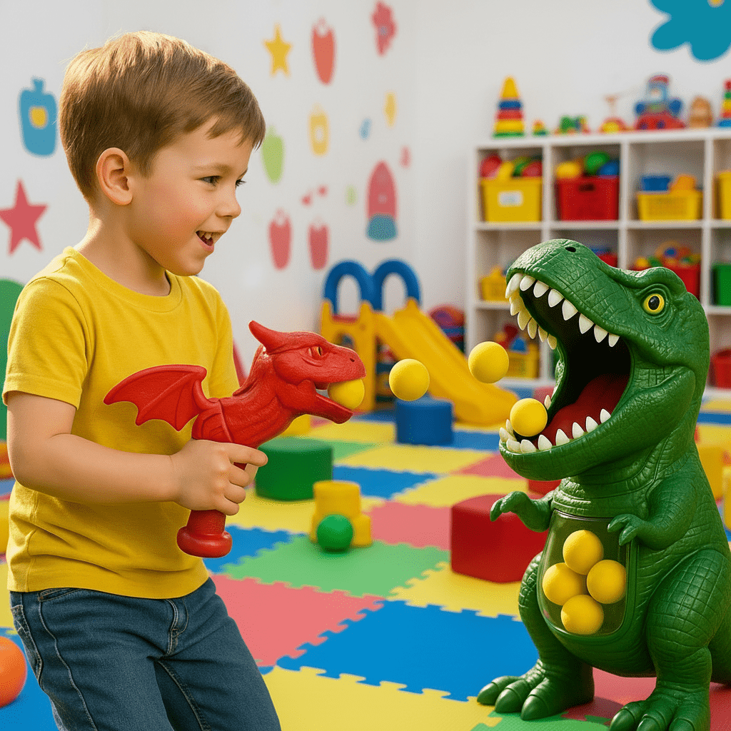 Jeu de tir dinosaure pour enfants avec balles en mousse souple et cible