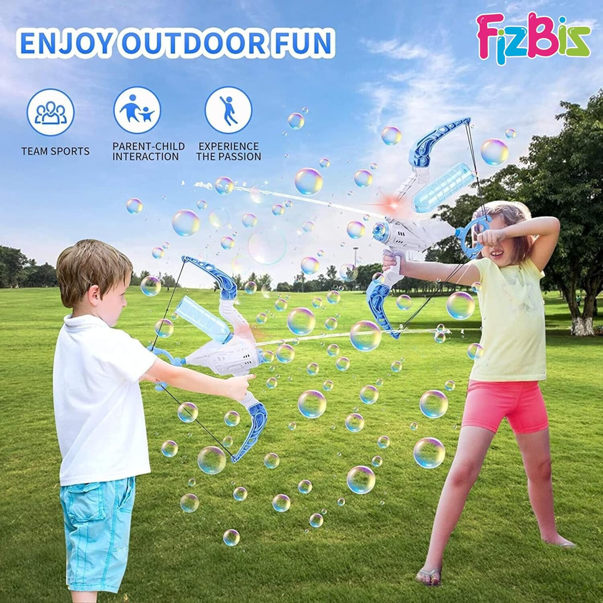 Jouet arc 2-en-1 machine à bulles et pistolet à eau d'extérieur pour enfant