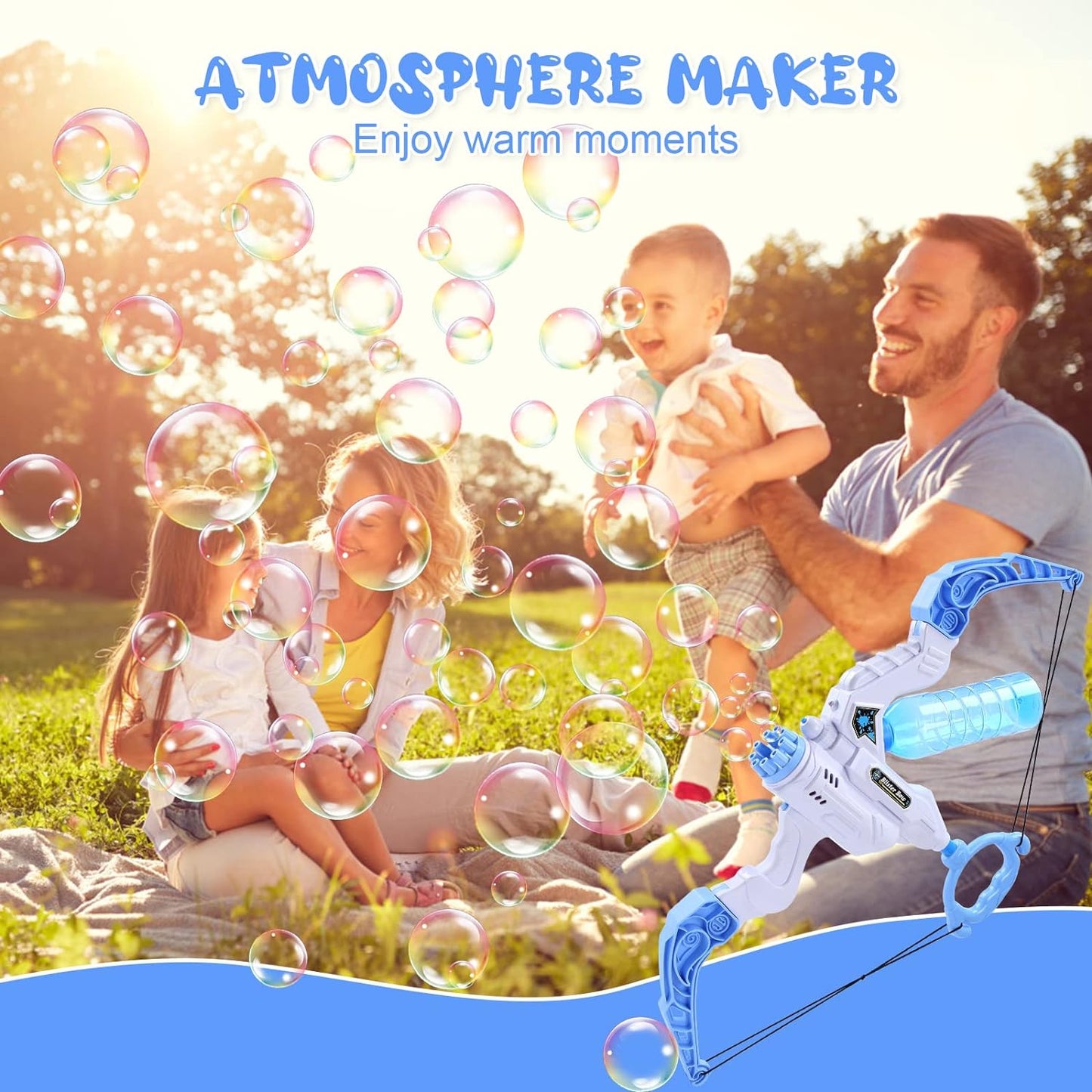 Jouet arc 2-en-1 machine à bulles et pistolet à eau d'extérieur pour enfant