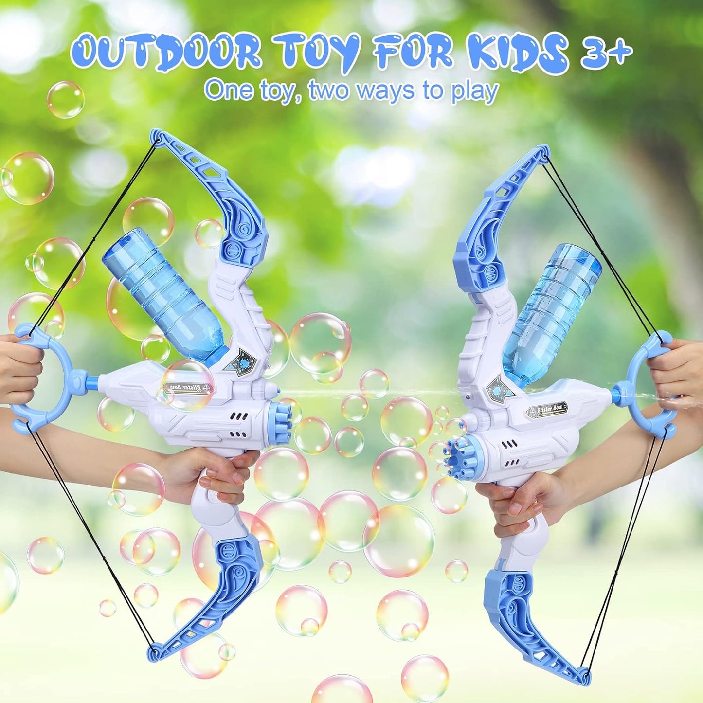 Jouet arc 2-en-1 machine à bulles et pistolet à eau d'extérieur pour enfant