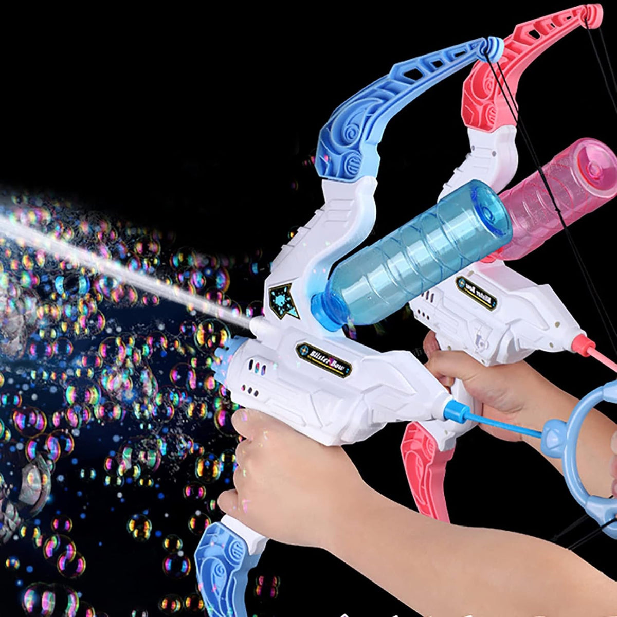 Jouet arc 2-en-1 machine à bulles et pistolet à eau d'extérieur pour enfant
