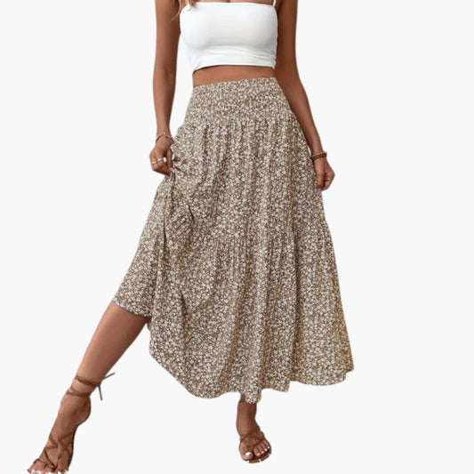 Jupe à taille élastique et motif floral