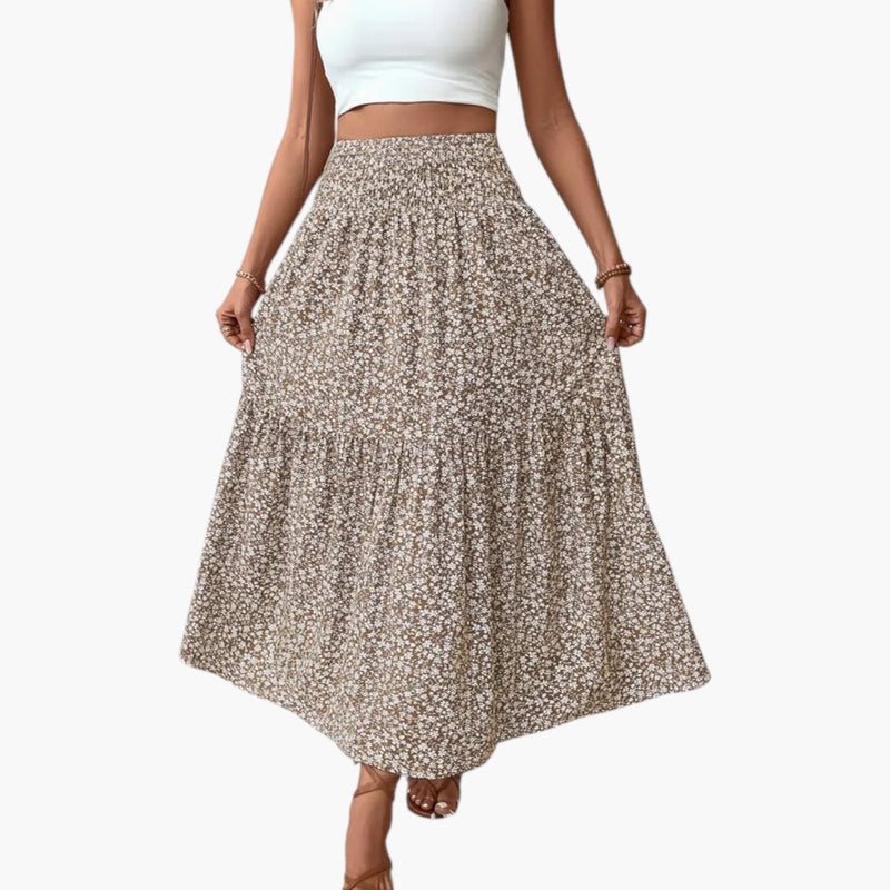Jupe à taille élastique et motif floral