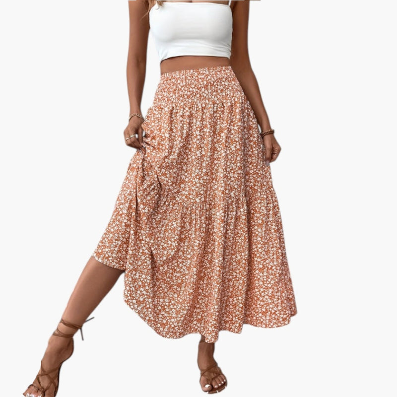 Jupe à taille élastique et motif floral