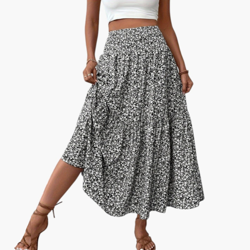 Jupe à taille élastique et motif floral