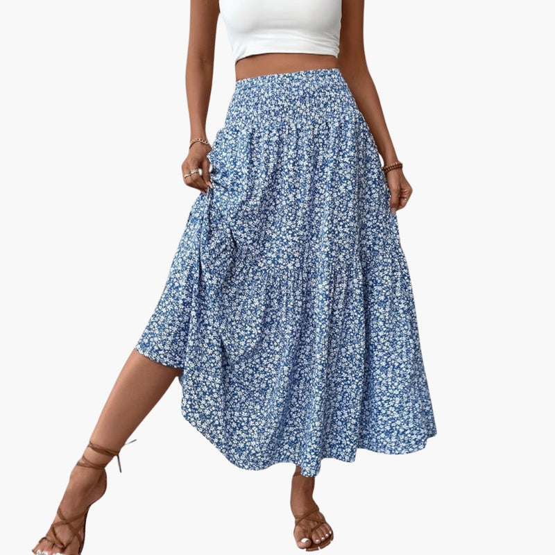 Jupe à taille élastique et motif floral