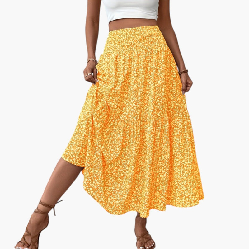 Jupe à taille élastique et motif floral