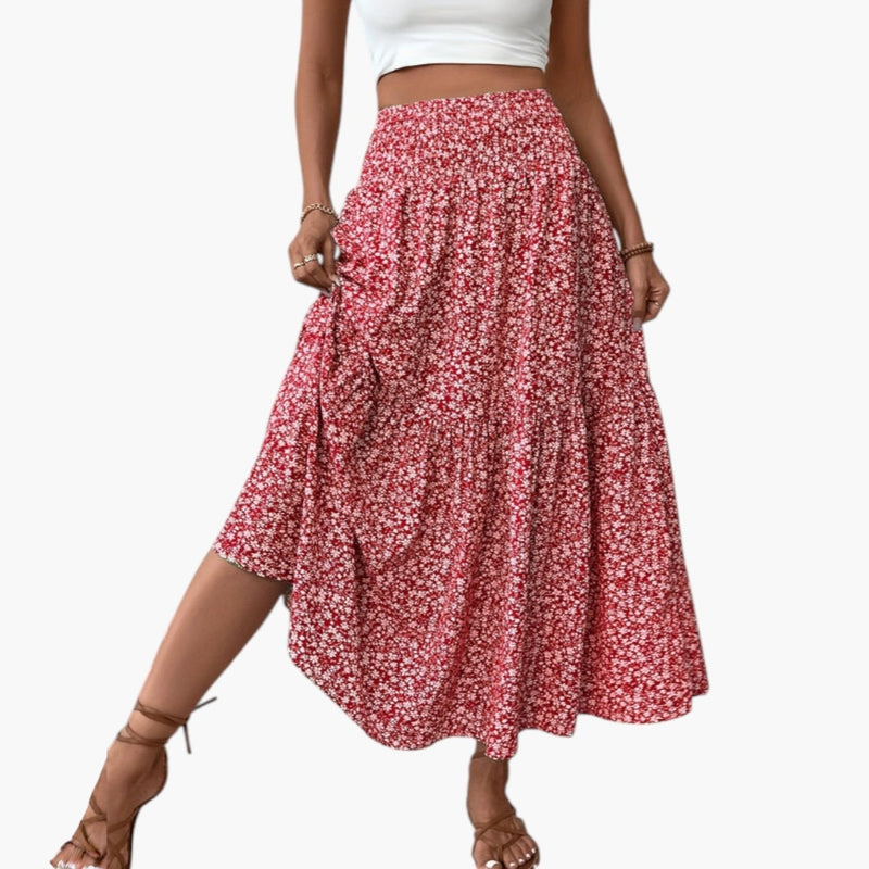 Jupe à taille élastique et motif floral