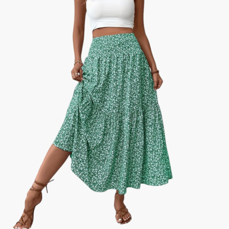Jupe à taille élastique et motif floral