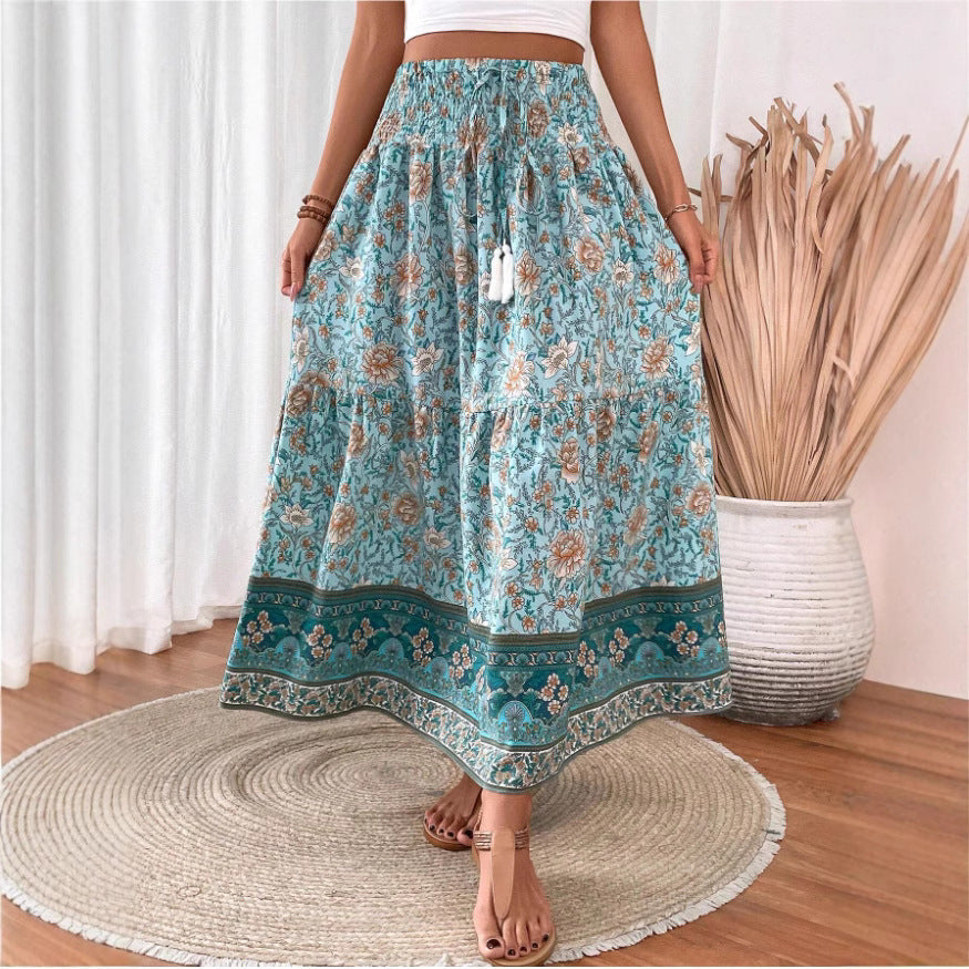 Jupe longue bohème en mélange de coton léger – édition automne
