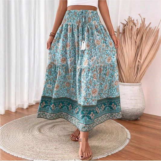 Jupe longue bohème en mélange de coton léger – édition automne