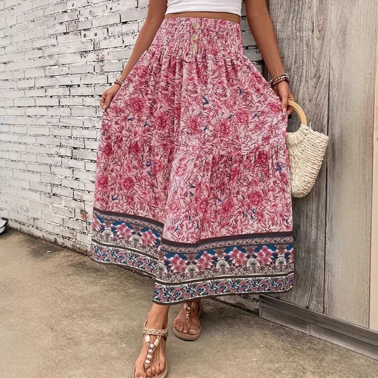 Jupe longue bohème en mélange de coton léger – édition automne