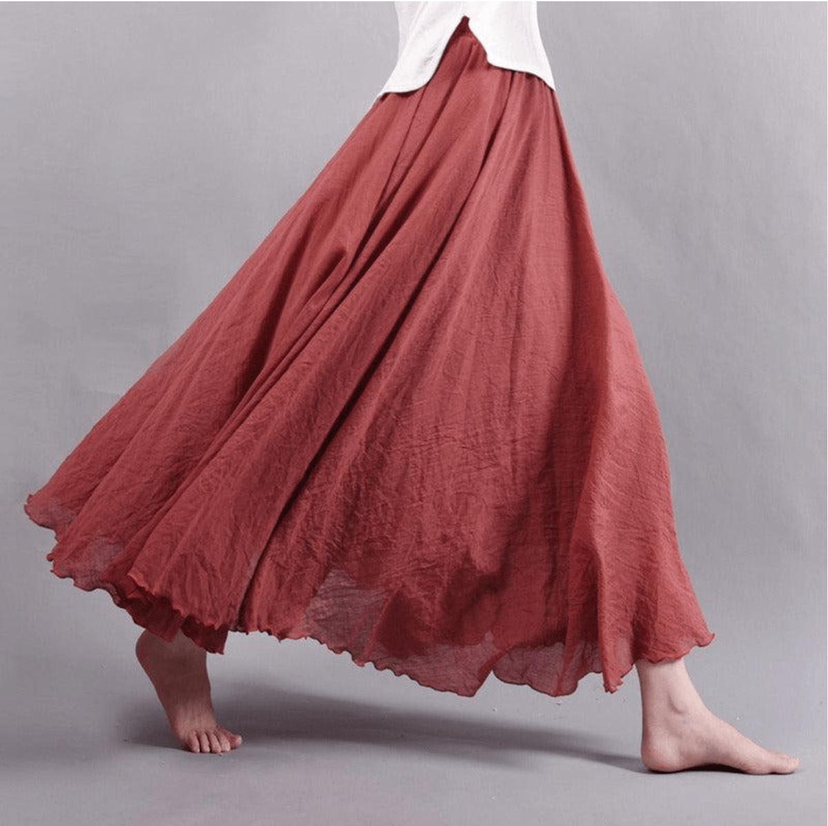 Jupe longue en lin style bohème
