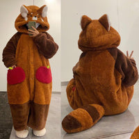 Conjunto de pijamas de panda rojo kawaii estilo dibujo animado