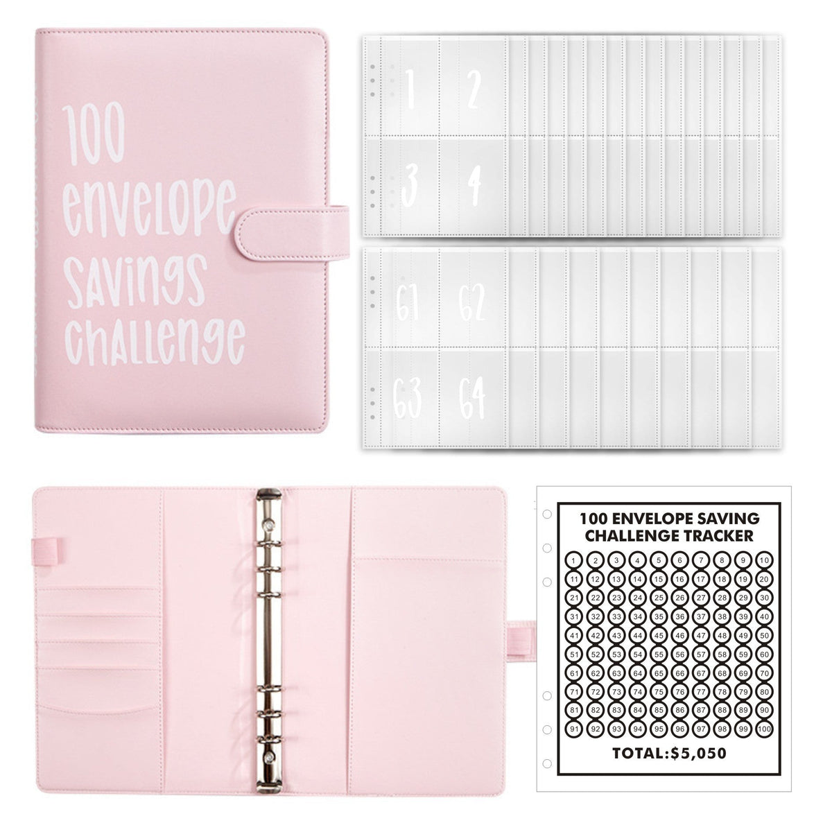 Kit classeur de budget A5 avec défi des 100 enveloppes