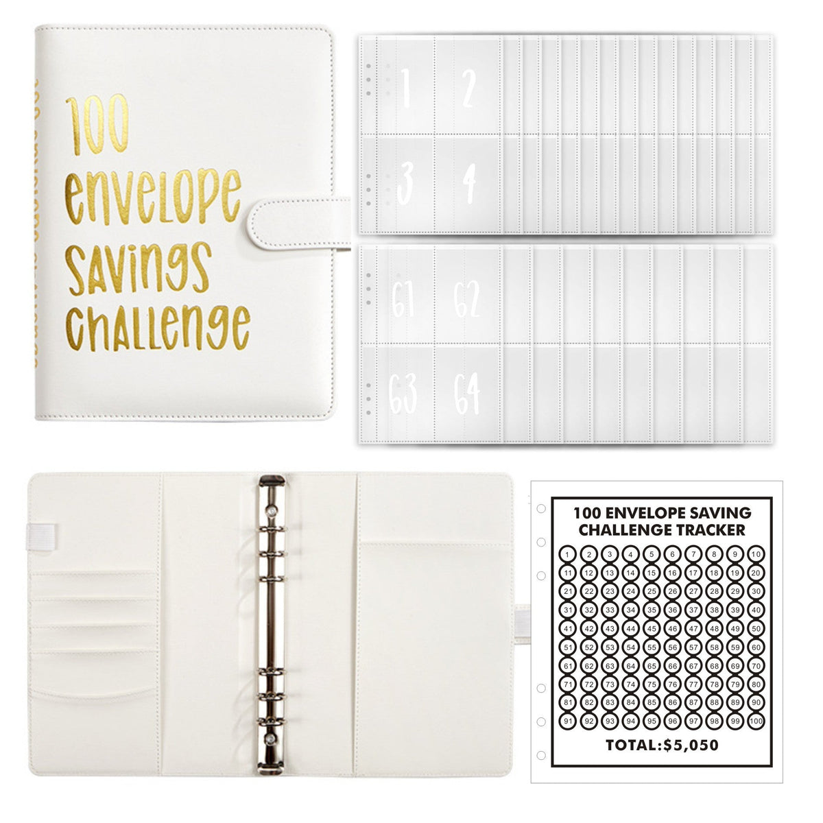 Kit classeur de budget A5 avec défi des 100 enveloppes