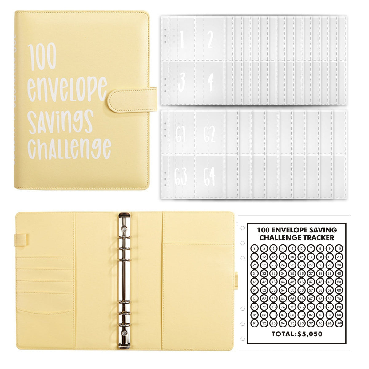 Kit classeur de budget A5 avec défi des 100 enveloppes
