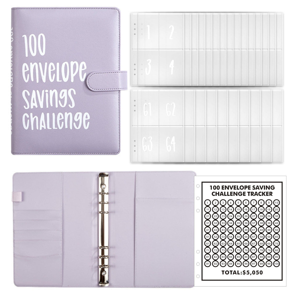 Kit classeur de budget A5 avec défi des 100 enveloppes