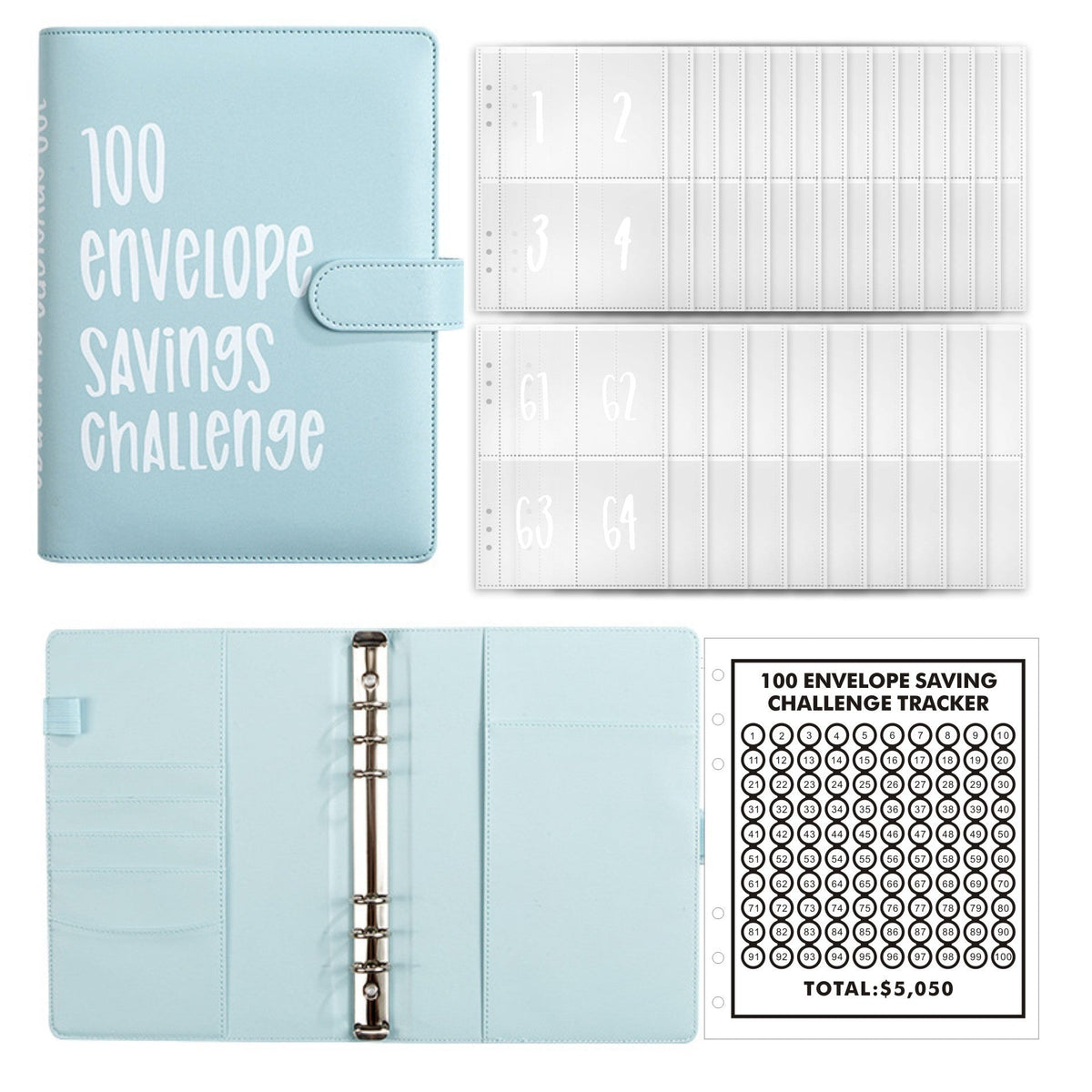 Kit classeur de budget A5 avec défi des 100 enveloppes