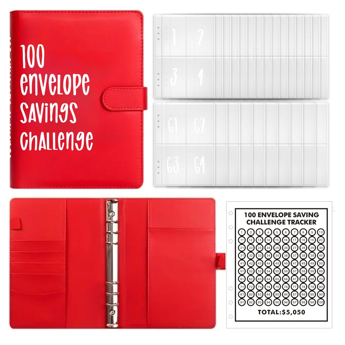 Kit classeur de budget A5 avec défi des 100 enveloppes