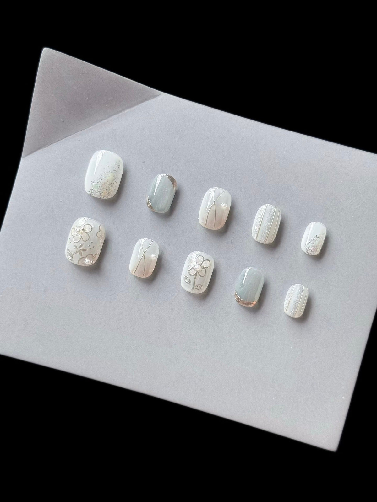 Kit de faux ongles adhésifs décoratifs en acrylique