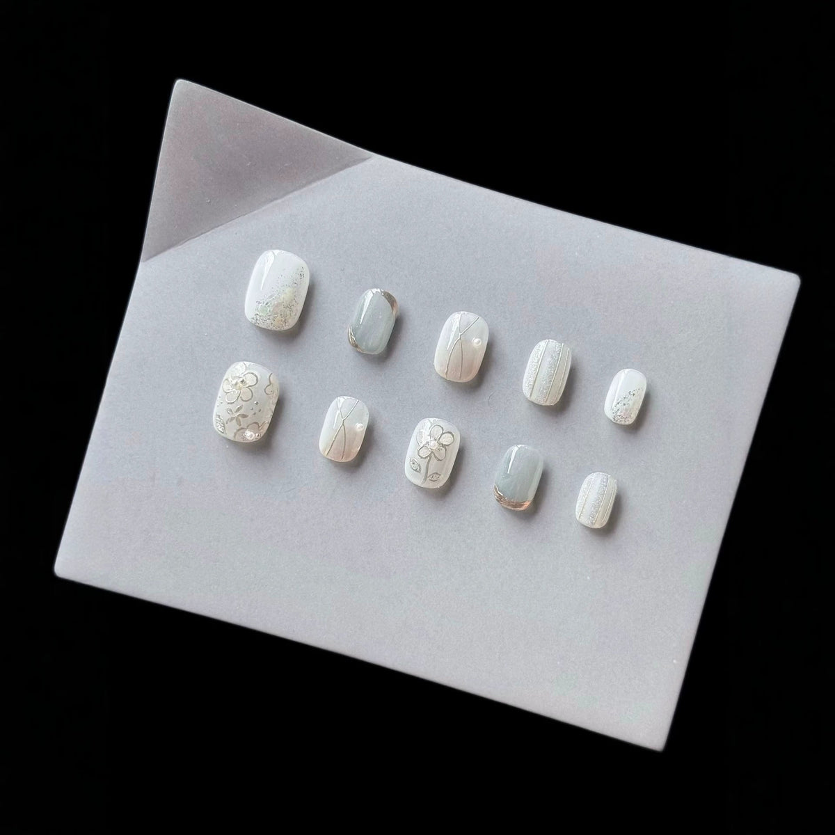 Kit de faux ongles adhésifs décoratifs en acrylique