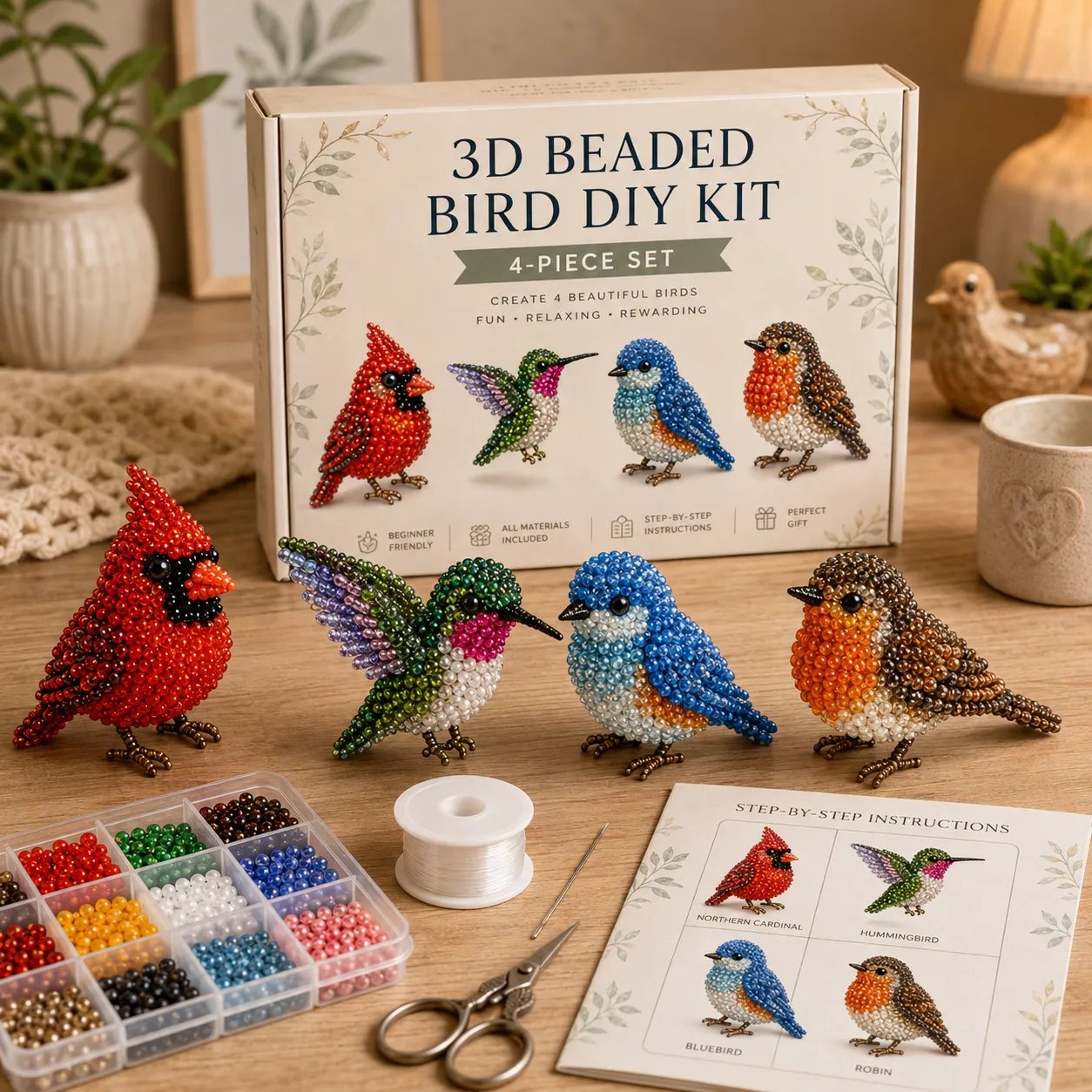Kit DIY perles 3D: 4 petits animaux