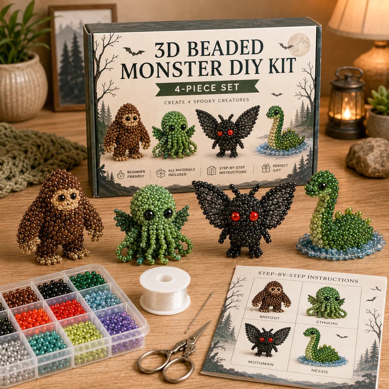 Kit DIY perles 3D: 4 petits animaux