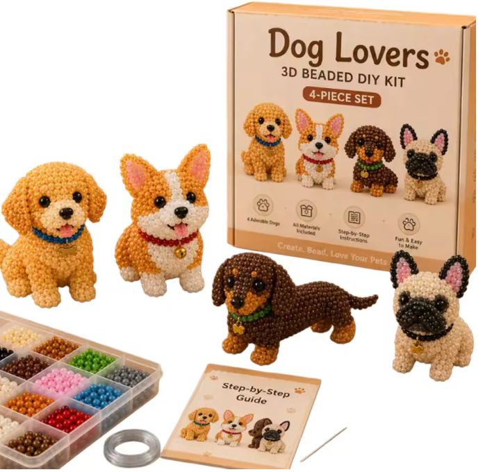 Kit DIY perles 3D: 4 petits animaux
