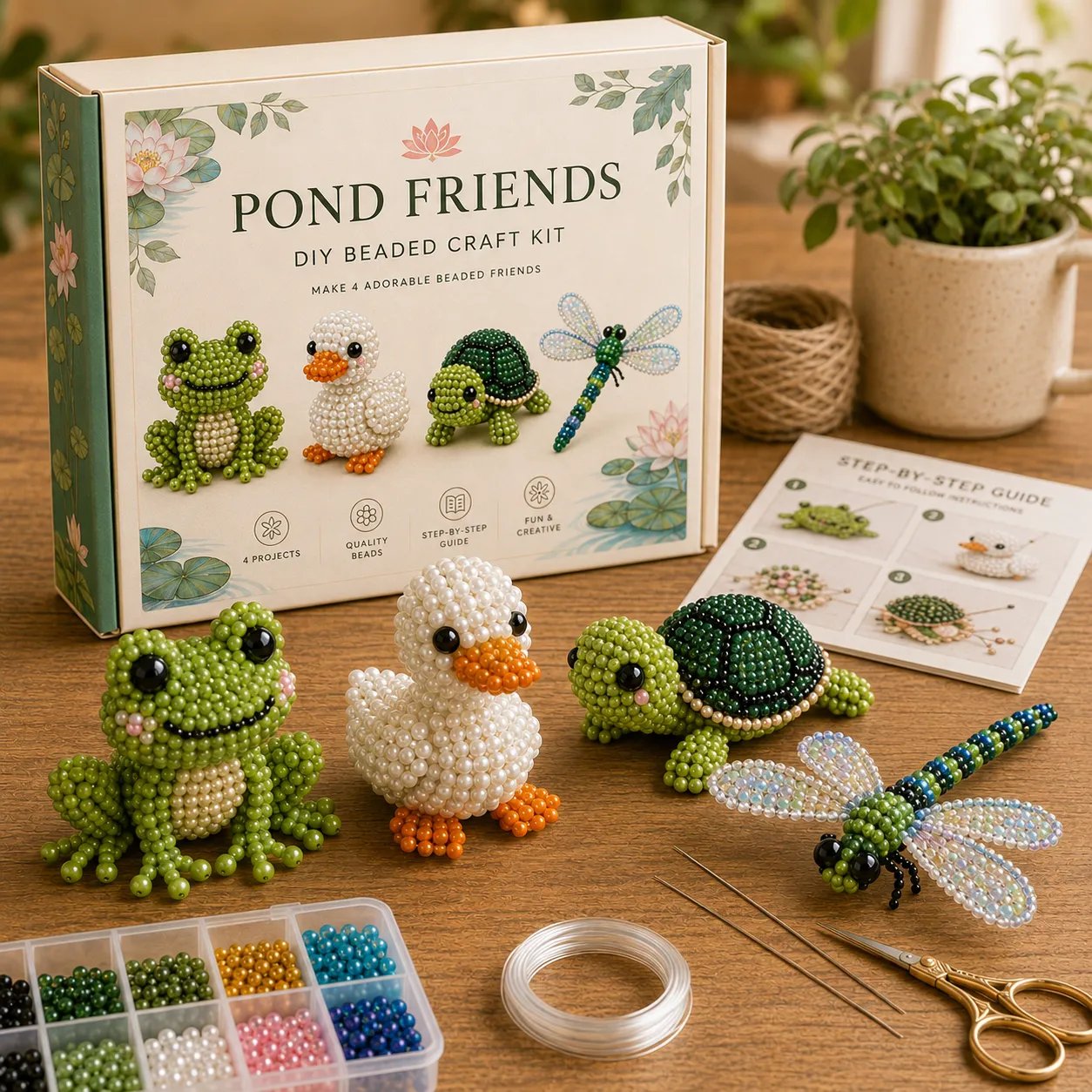 Kit DIY perles 3D: 4 petits animaux