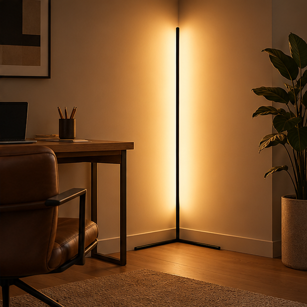 Lampadaire d'angle LED moderne avec télécommande pour éclairage d'ambiance de salon