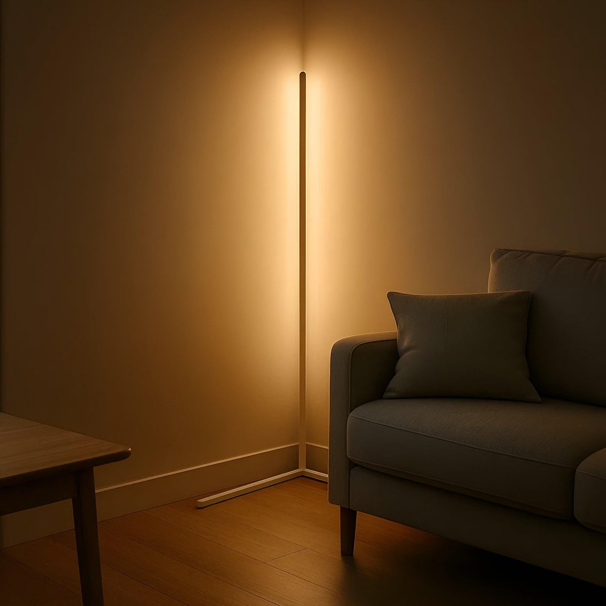 Lampadaire d'angle LED moderne avec télécommande pour éclairage d'ambiance de salon