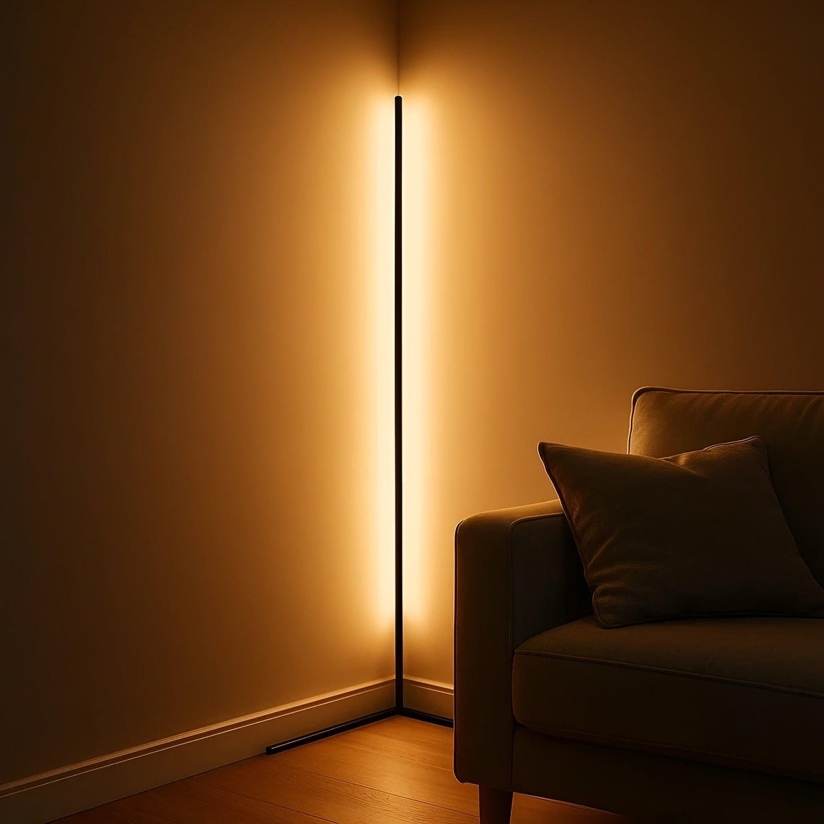Lampadaire d'angle LED moderne avec télécommande pour éclairage d'ambiance de salon