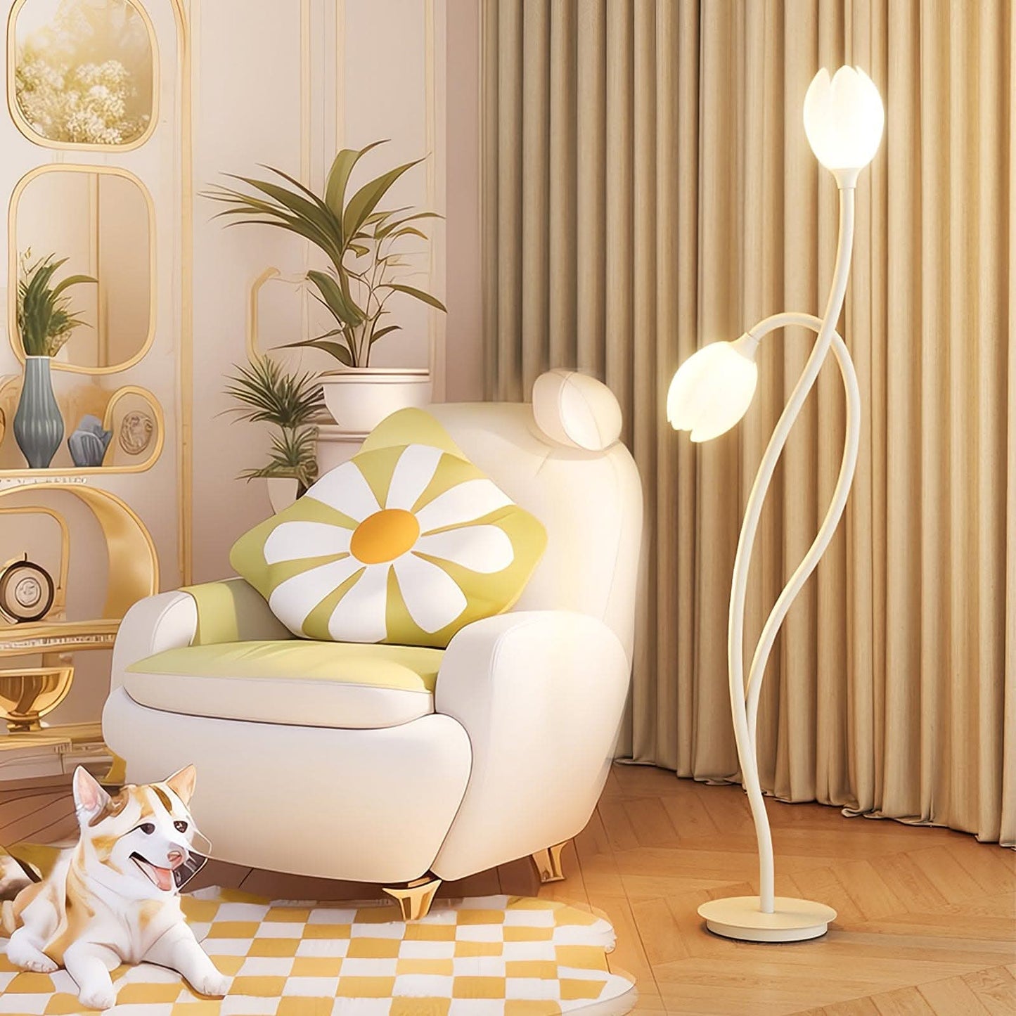 Lampadaire fleur moderne avec douille G9