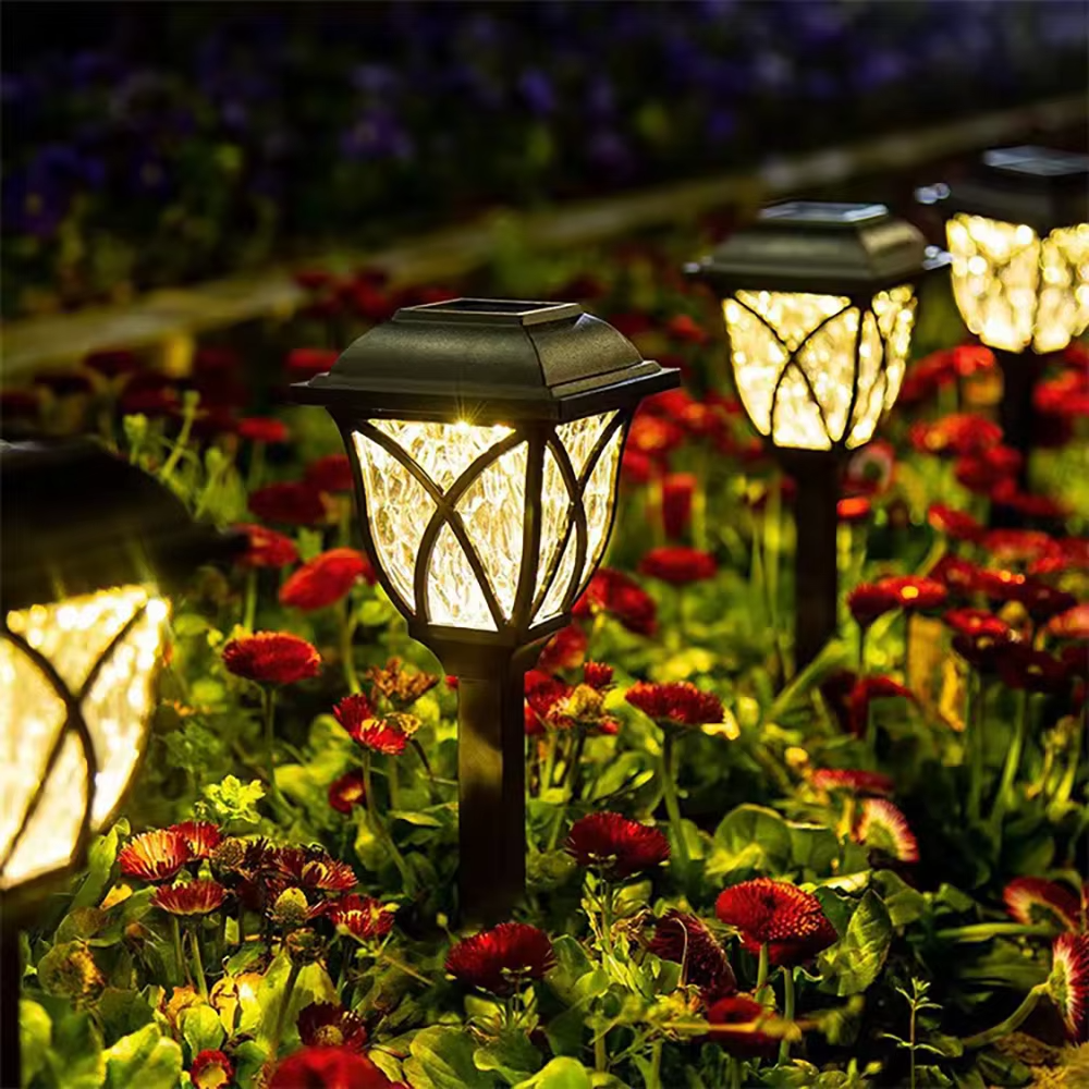 Lampadaire solaire LED pour jardin et allées, lumière chaude
