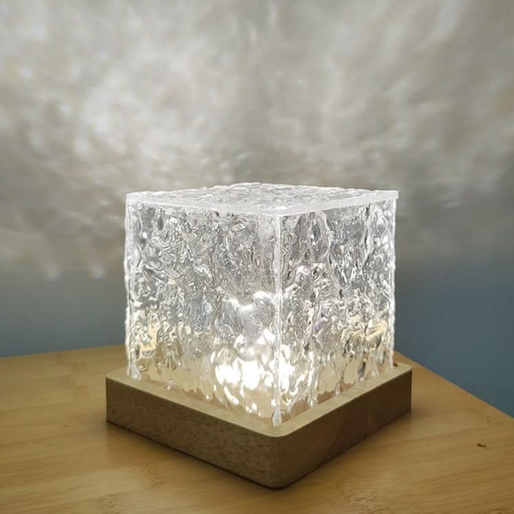 Lampe cube en verre nordique avec lumière d'ambiance