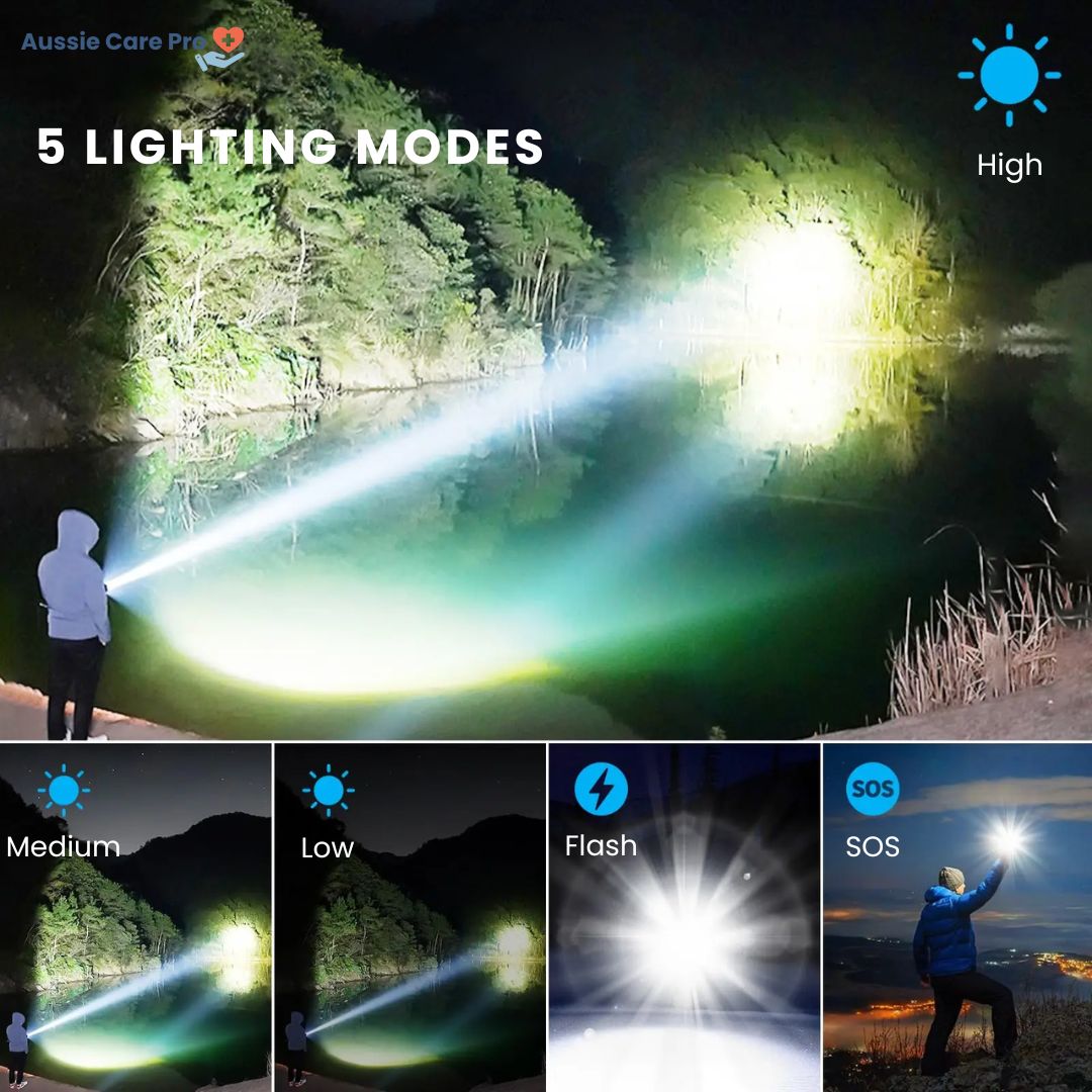 Lampe de poche LED rechargeable haute performance – 990 000 lumens