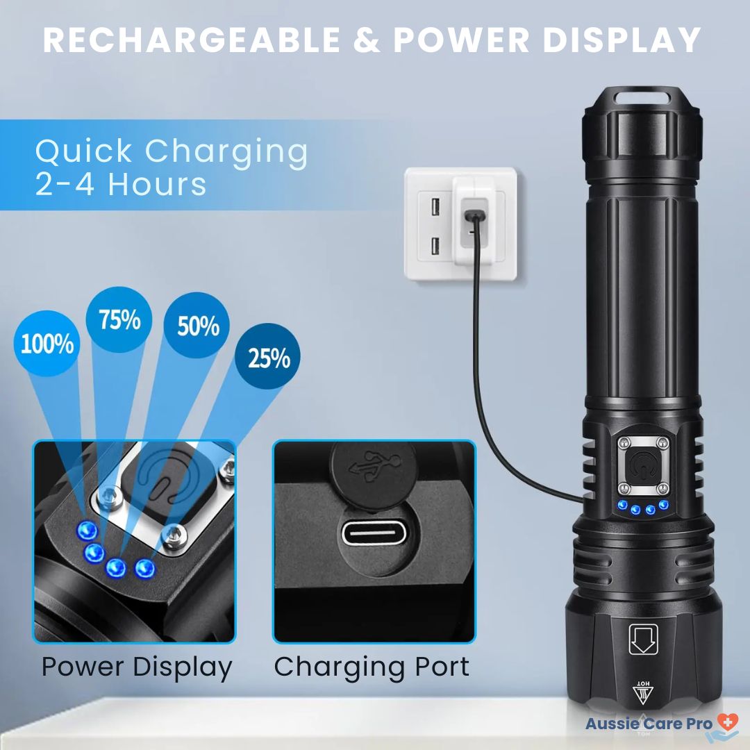 Lampe de poche LED rechargeable haute performance – 990 000 lumens