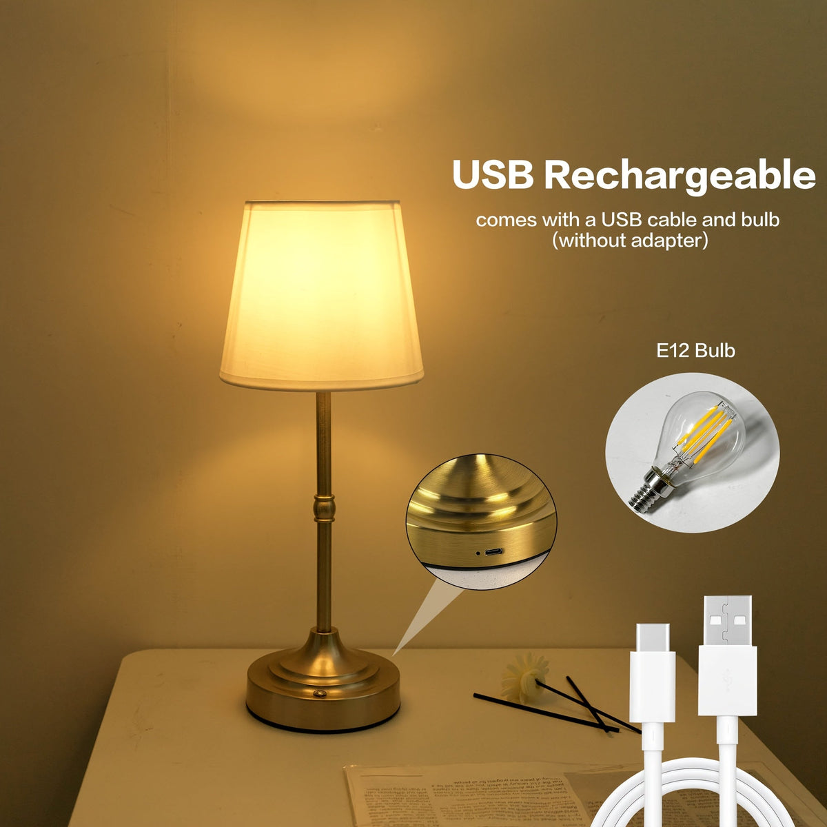 Lampe de table sans fil dimmable | Rechargeable par USB