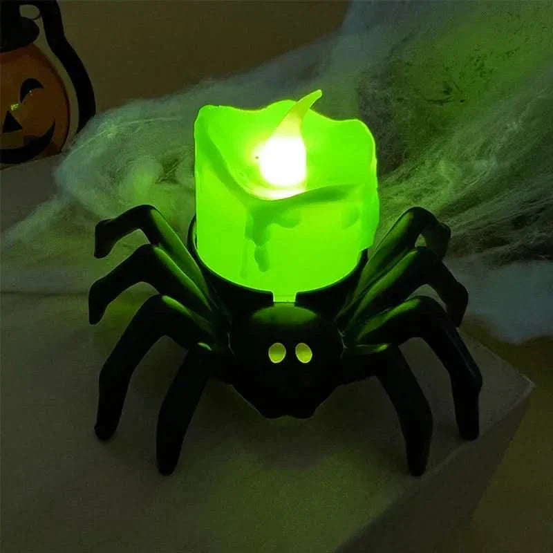Lampe LED Halloween avec crâne et araignée – décoration d'intérieur effrayante