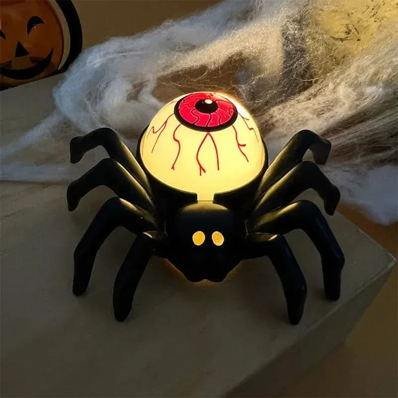 Lampe LED Halloween avec crâne et araignée – décoration d'intérieur effrayante