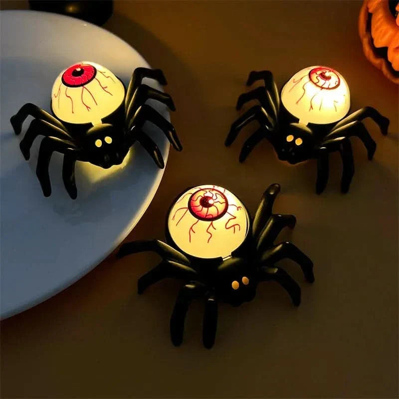 Lampe LED Halloween avec crâne et araignée – décoration d'intérieur effrayante