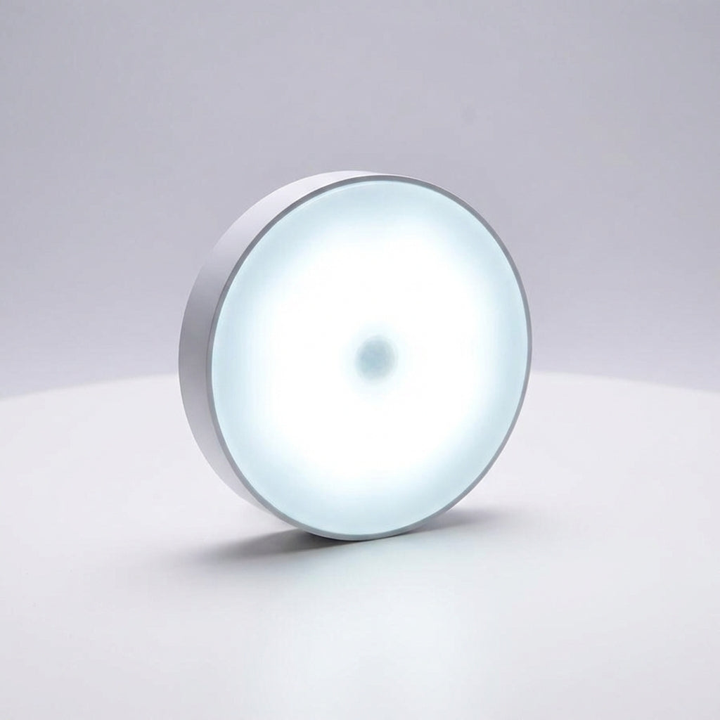 Lampe LED ronde blanche avec détecteur de mouvement, luminosité réglable, ABS, montage sans fil